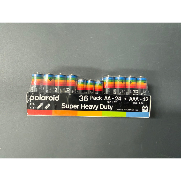 Polaroid Super Heavy Duty Batteries 36 Batteries (AA-24 and AAA-12 Pack)