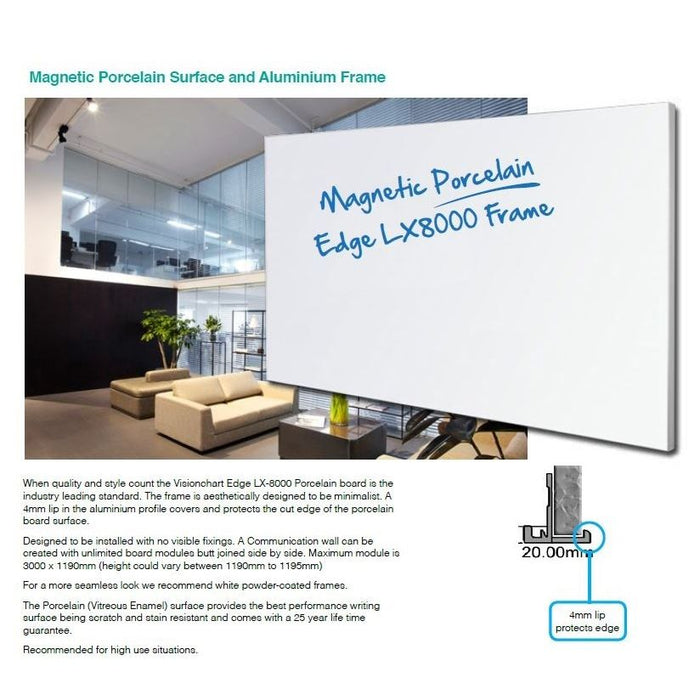 Visionchart Edge LX8000 Porcelain Whiteboard 1200 X 1190Mm