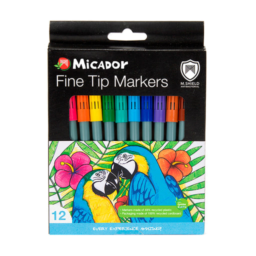 Micador M.Shield Fine Tip Markers 12 Pack