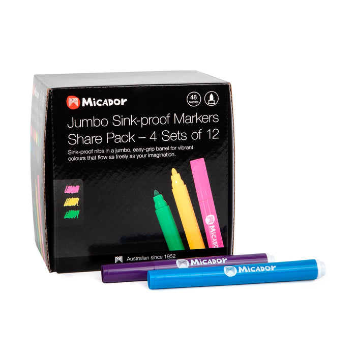Micador Jumbo Sink-Proof Markers 48 Pack