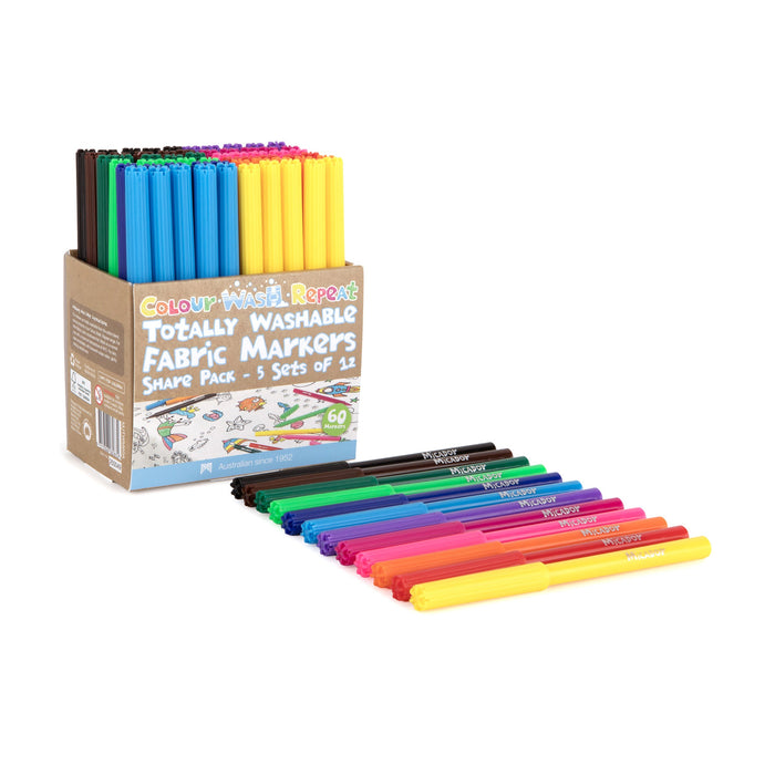 Micador Jr. Colour Wash Repeat Fabric Markers 60 Pack
