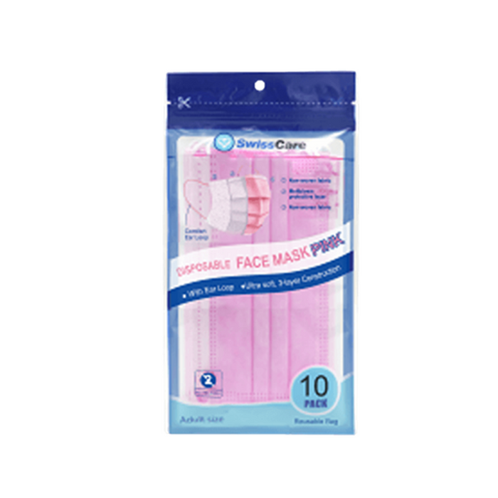 SwissCare 3 Ply Disposable Face Mask With Earloop - 10 Pieces