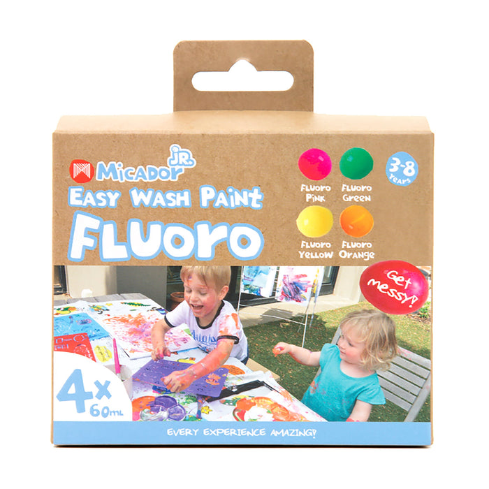 Micador Jr Easy Wash Paint Fluoro 4 Pack