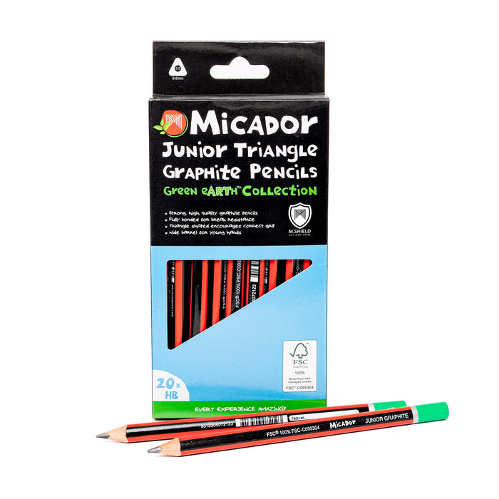 Micador Junior Triangle Graphite Pencils HB 20 Pack
