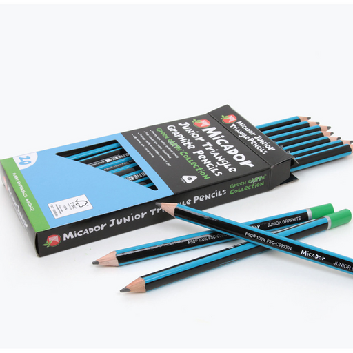 Micador Junior Graphite Pencils Triangular 2B- 20 pack