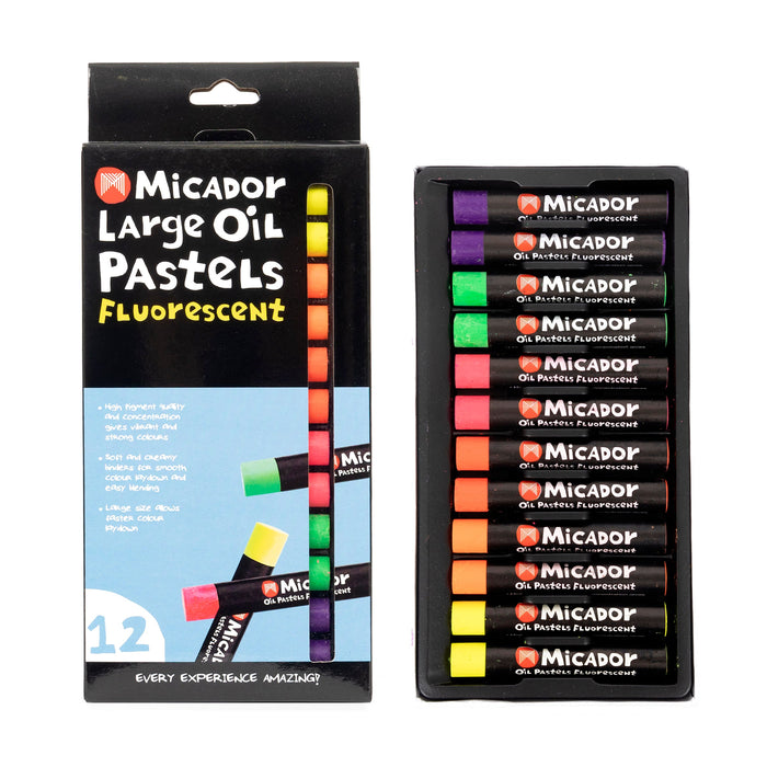 Micador Large Oil Pastels Fluoro 12 Pack