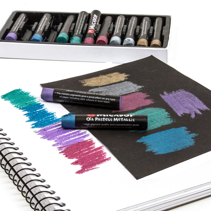 Micador Large Oil Pastels Metallic 12 Pack