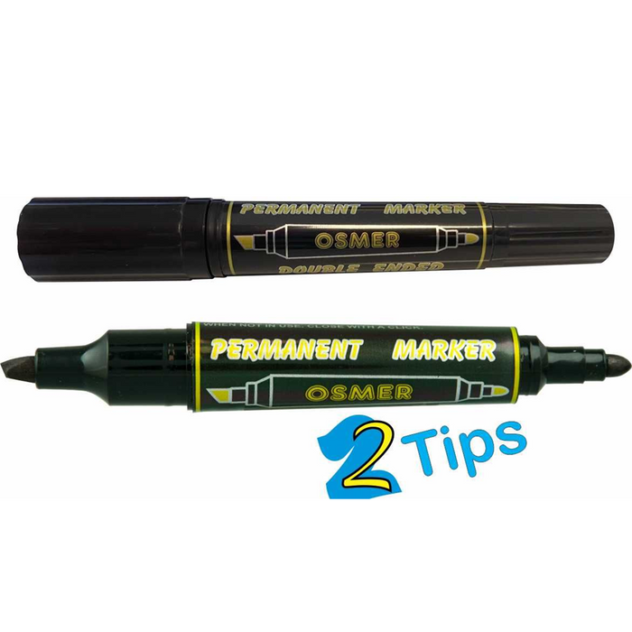 Osmer Double Ended Permanent Marker Dozen - Black