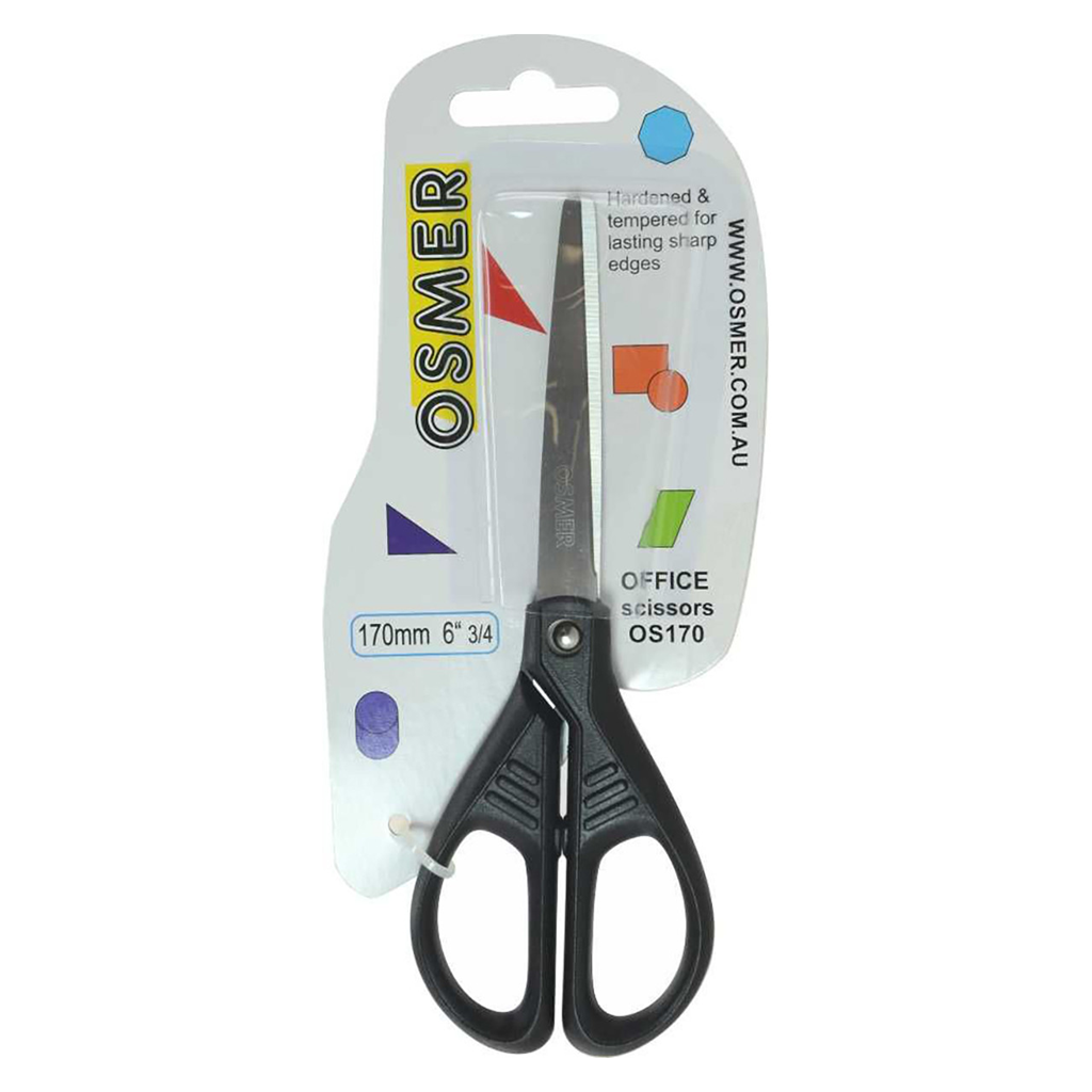 Osmer Office Scissors 170mm Black Handle — Brilliant Minds Australia