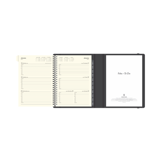 2027 Calendar Year Diary/Planner - 12 Month A5 Week to View - Soft PU Cover - Collins Plan + Note