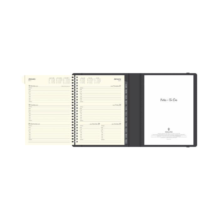 2027 Calendar Year Diary/Planner - 12 Month A5 Week to View - Soft PU Cover - Collins Plan + Note