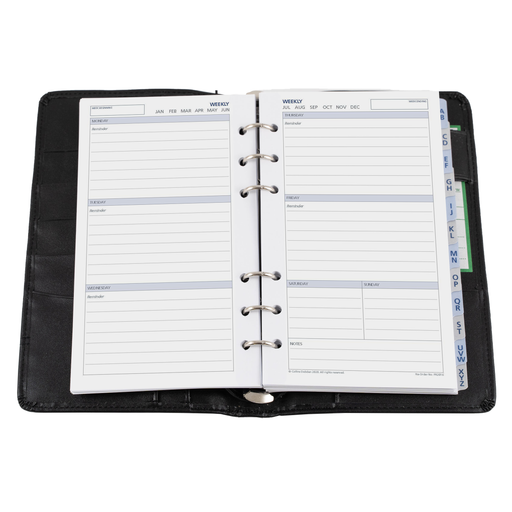 Undated Week to View Personal Day Planner – 172 × 96mm Slim Organiser – Genuine Nappa Leather in