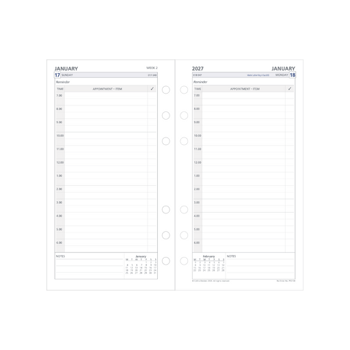 2027 Calendar Year Diary/Planner - 12 Month Personal Day to Page - Refill - Collins Day Planners