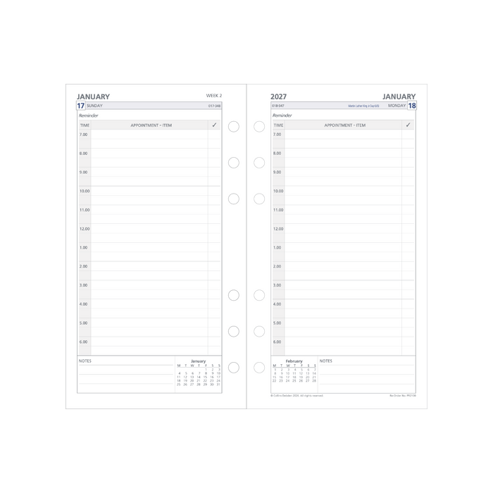 2027 Calendar Year Diary/Planner - 12 Month Personal Day to Page - Refill - Collins Day Planners