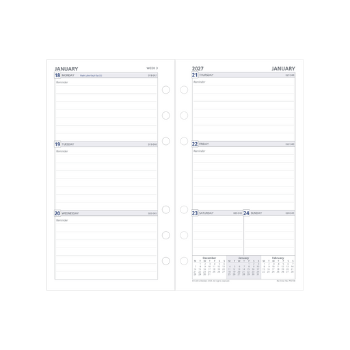 2027 Calendar Year Diary/Planner - 12 Month Personal Week to View Ruled - Refill - Collins Day
