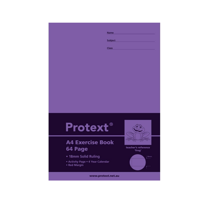 Protext A4 18mm Solid Ruled Exercise Book - 64 Pages