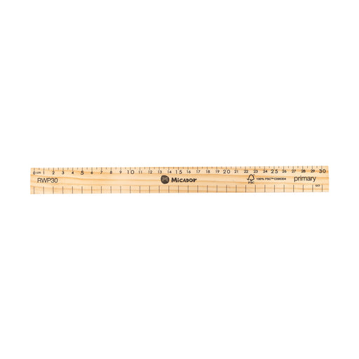 Micador 30cm Wooden Ruler Primary Polished