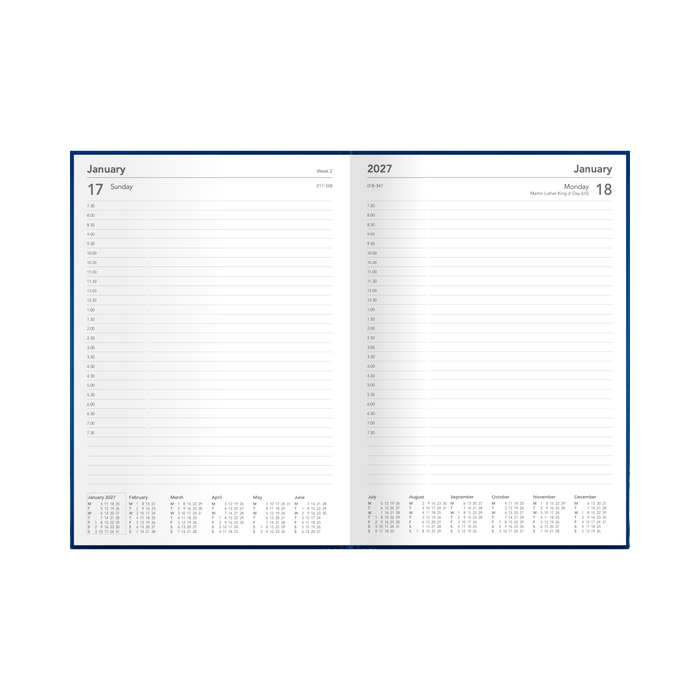 2027 Calendar Year Diary/Planner - 12 Month A4 Day to Page - Hard Cover - Collins Silhouette Range