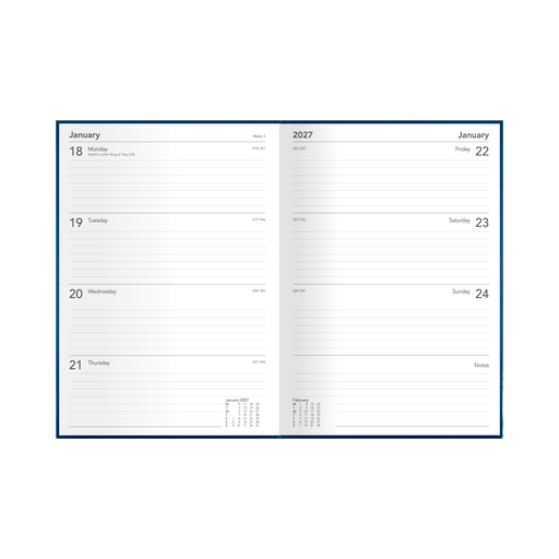 2027 Calendar Year Diary/Planner - 12 Month A4 Week to View - Hard Cover - Collins Silhouette Range