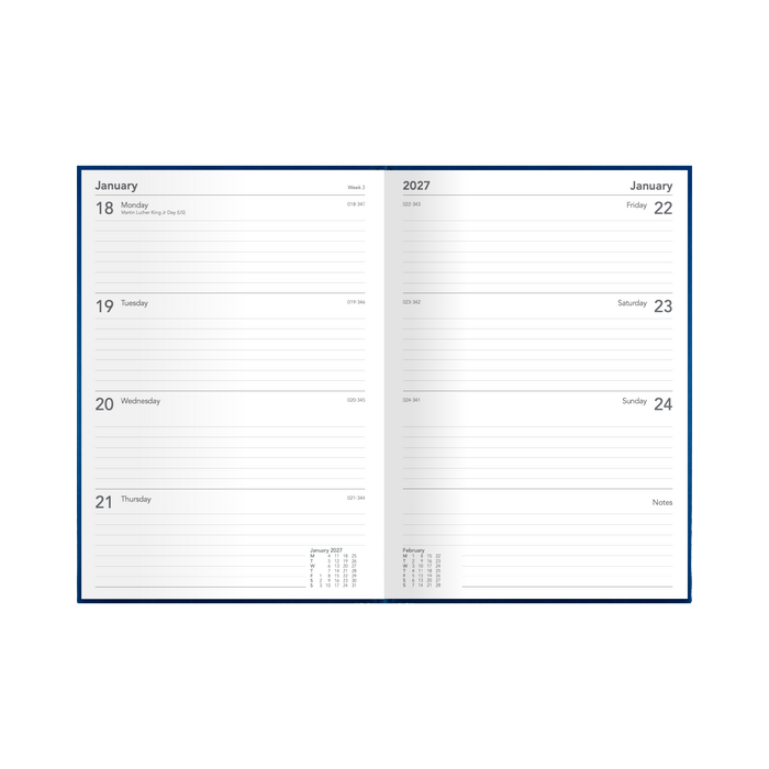 2027 Calendar Year Diary/Planner - 12 Month A4 Week to View - Hard Cover - Collins Silhouette Range