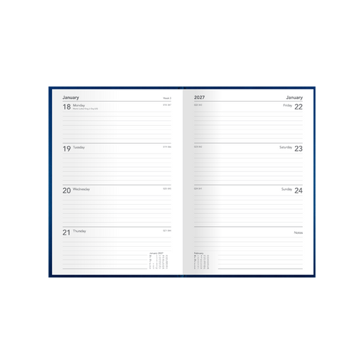 2027 Calendar Year Diary/Planner - 12 Month A5 Week to View - Hard Cover - Collins Silhouette Range