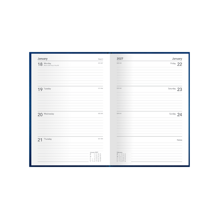 2027 Calendar Year Diary/Planner - 12 Month A5 Week to View - Hard Cover - Collins Silhouette Range