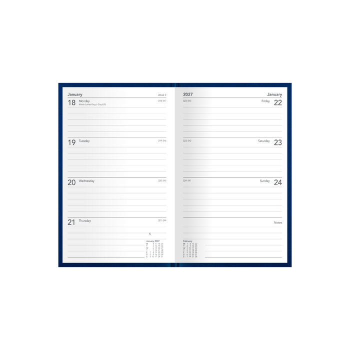2027 Calendar Year Diary/Planner - 12 Month B7R Week to View - Hard Cover - Collins Silhouette Range