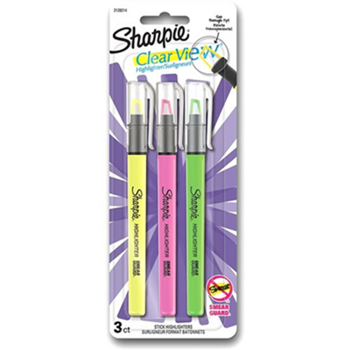 Sharpie Clearview Highligher Stick Assorted - Pack of 3