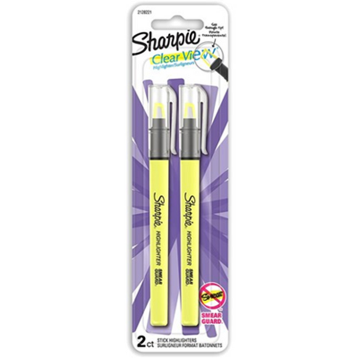 Sharpie Clearview Highlighter Stick Yellow - Pack of 2