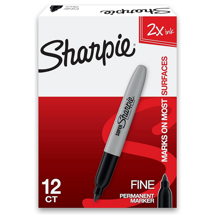 Sharpie Super Permanent Marker Fine Bullet Tip Black - Box of 12