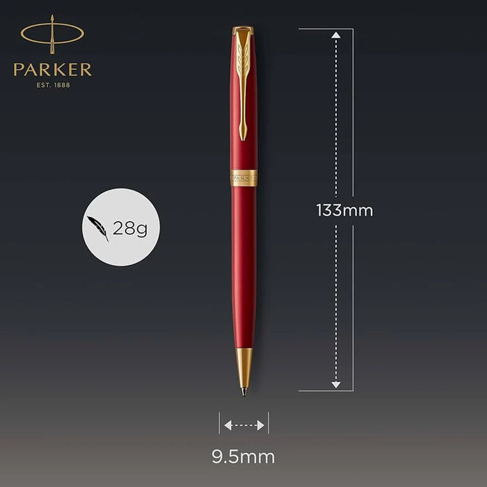 Parker Sonnet Red Lacquer Gold Trim Ballpoint Pen