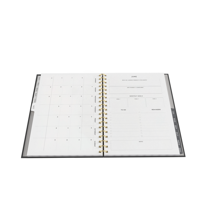 2027 Calendar Year Diary/Planner - 12 Month B5 Week to View - Wiro Bound in Charcoal - Collins