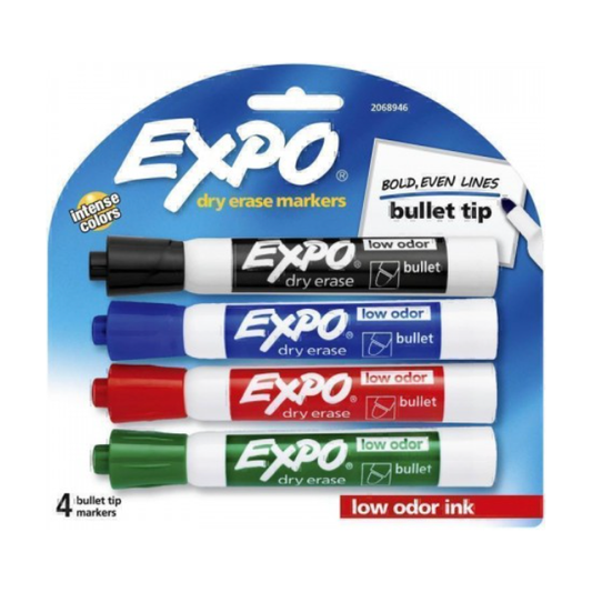 Expo Assorted Whiteboard Markers Bullet Tip (4 Pack)
