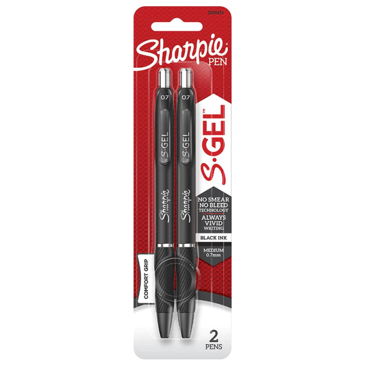 Sharpie S.Gel Retractable Pen 0.7mm Black (2 Pack)