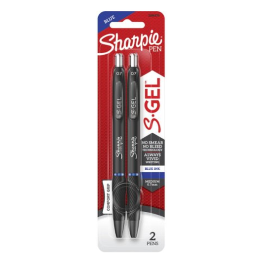 Sharpie S.Gel Retractable Pen 0.7mm Blue (2 Pack)