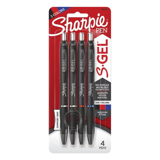 Sharpie S.Gel Retractable Pen 0.7mm Assorted (4 Pack)