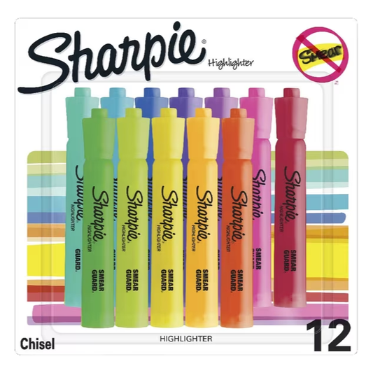 Sharpie Tank Assorted Fluoro Highlighters (12 Pack)