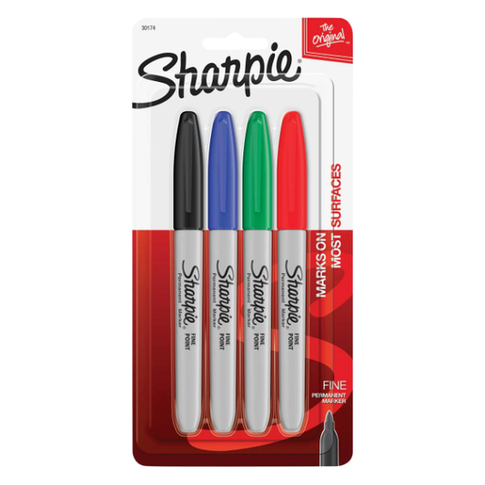 Sharpie Fine Point Permanent Marker Pens Assorted (4 Pack)