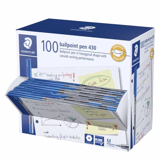 Staedtler 430 Medium Ballpoint Pens - Blue (100 Pack)