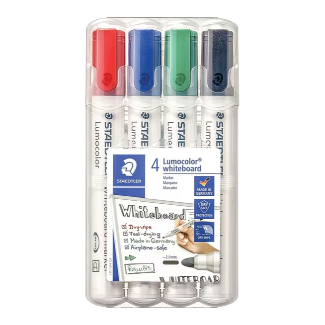 Staedtler Lumocolor Whiteboard Markers Bullet - Assorted (4 Pack)