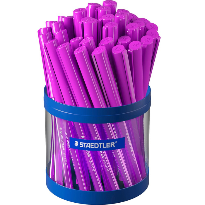 Staedtler Stick 432 Triangular Ballpoint Pen 1.0mm Medium - Violet, Cup of 40