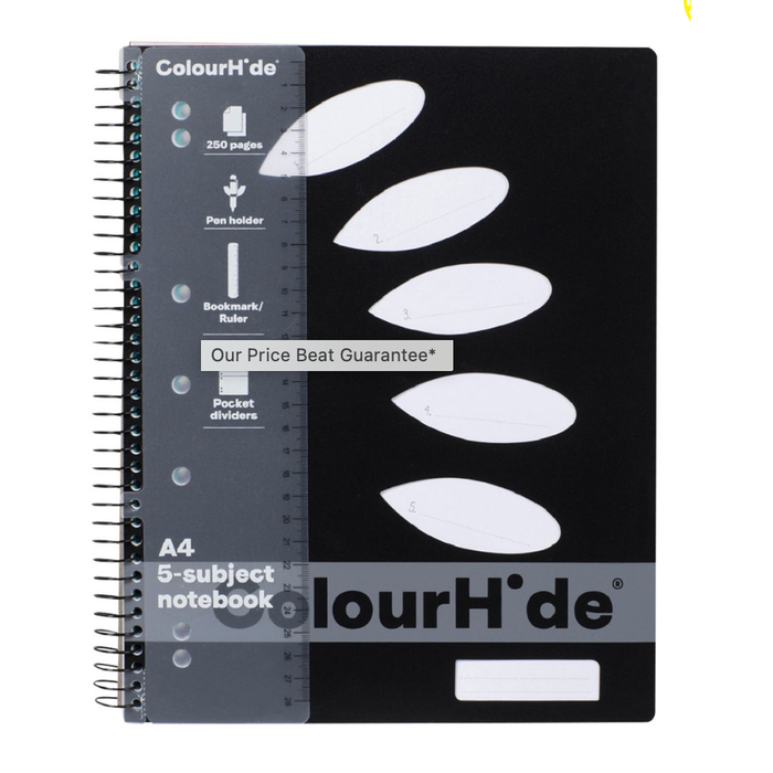 Colourhide A4 5 Subject Notebook 250 Page Assorted