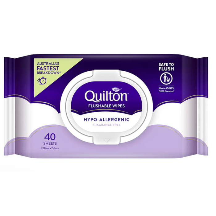 Quilton Flushable Hypo- Allergenic - 40 Wipes