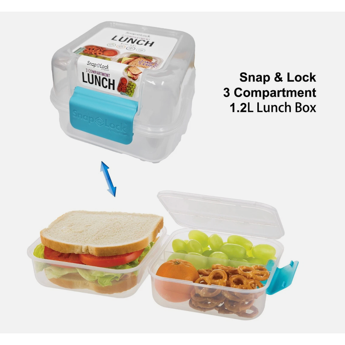 Snap Lock 3 Compartment Lunch Snap and Go 1.2L
