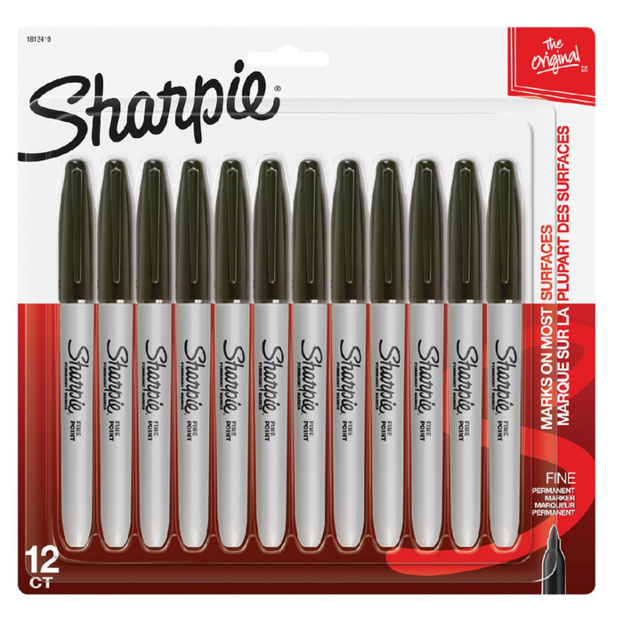 Sharpie Fine Permanent Markers Black 12 Pack