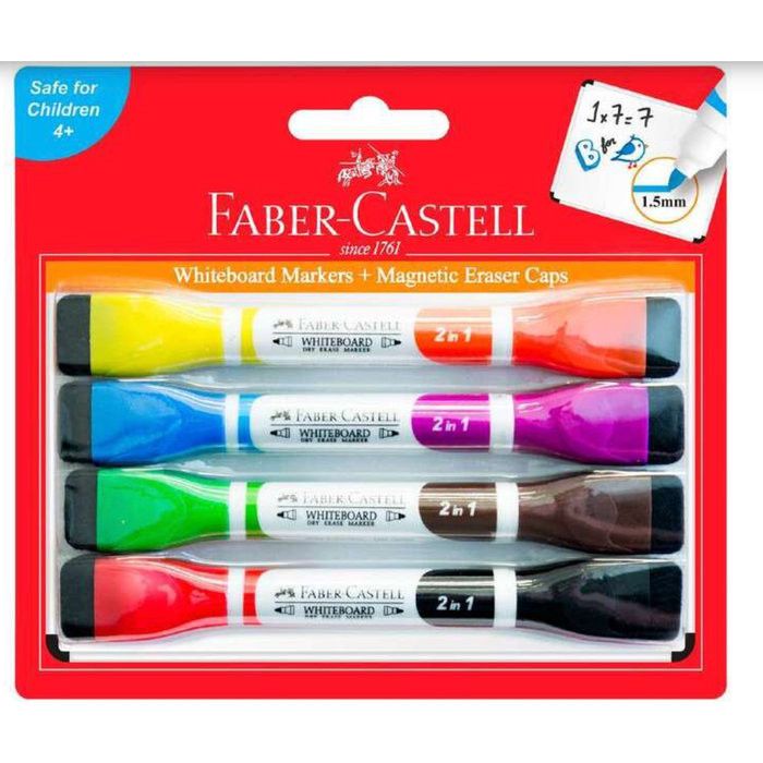 Faber Castell Whiteboard Markers Magnetic Eraser Caps 4 Pack