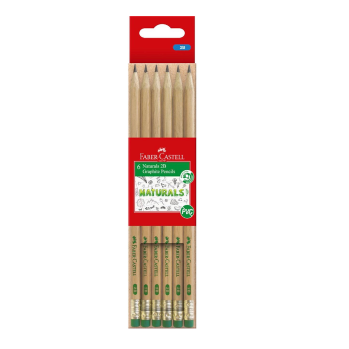 Faber-Castell Natural 2B Graphite Pencils 6 Pack