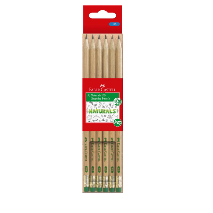 Faber Castell Natural HB Graphite Pencils 6 Pack
