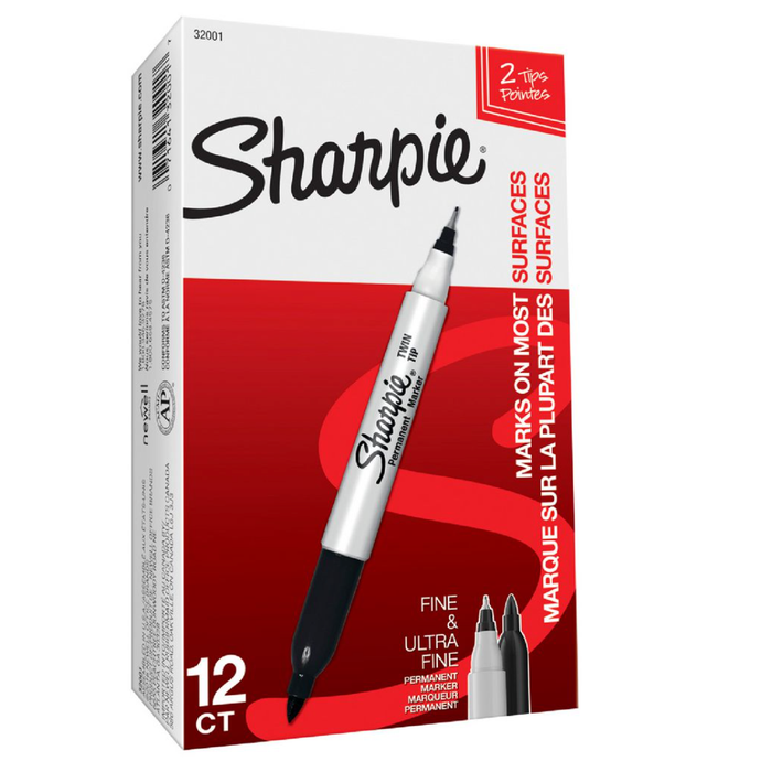 Sharpie Twin Tip Permanent Marker 12 Pack Black