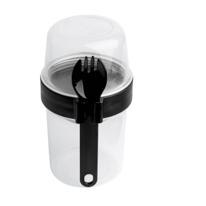 To-Go LocknLock 2 Way Container 560ml+310ml Black with Fork